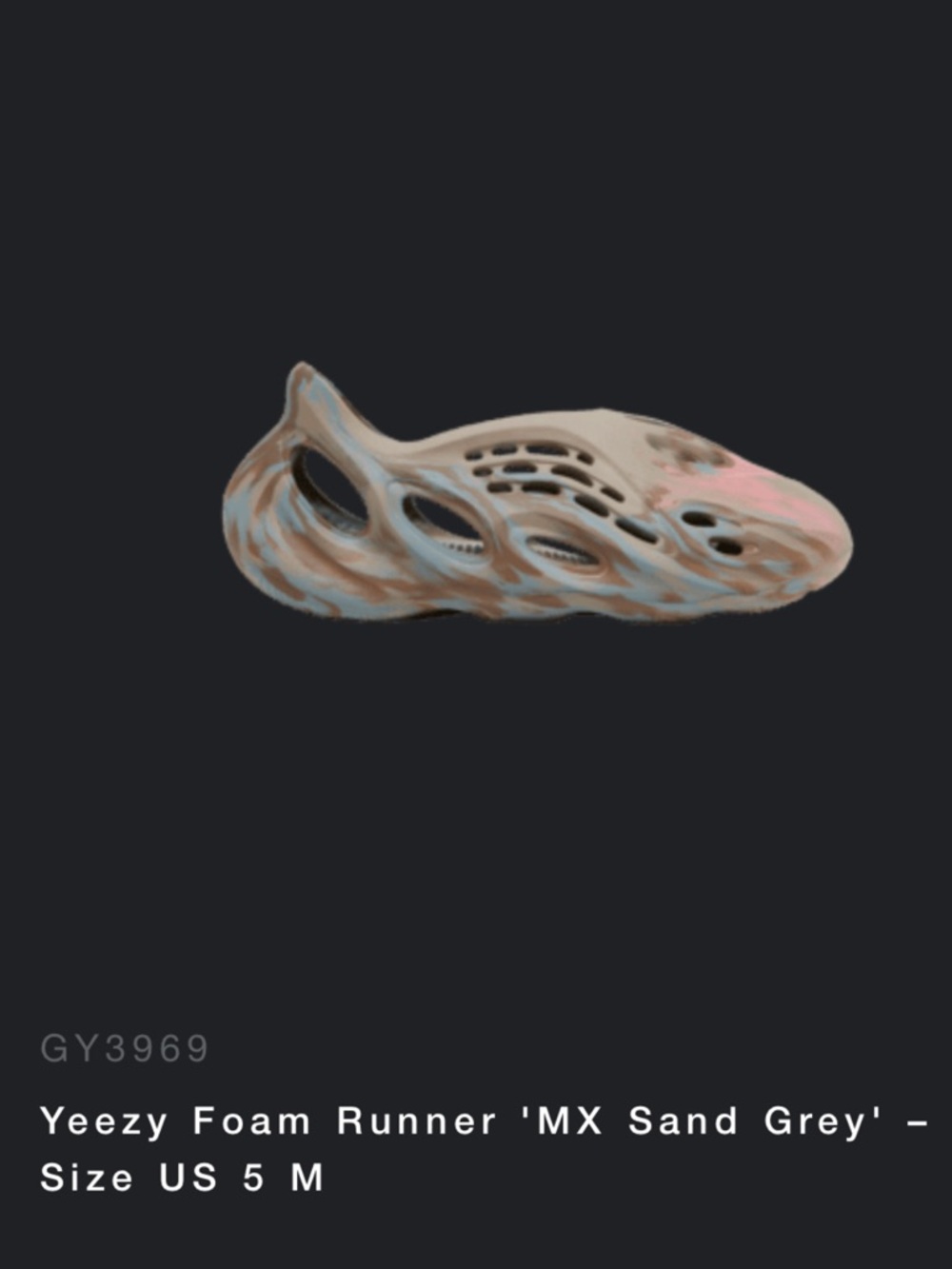 Yeezy Foam Runner in Sand Grey with Pink and Light Blue Accents
